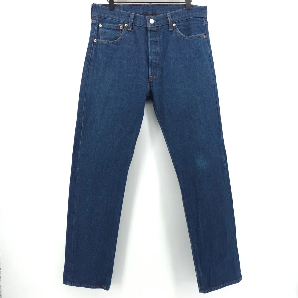 Levi's Mens Jeans 501 Original Fit 35x34 Dark Wash Blue Straight‎ Leg Denim